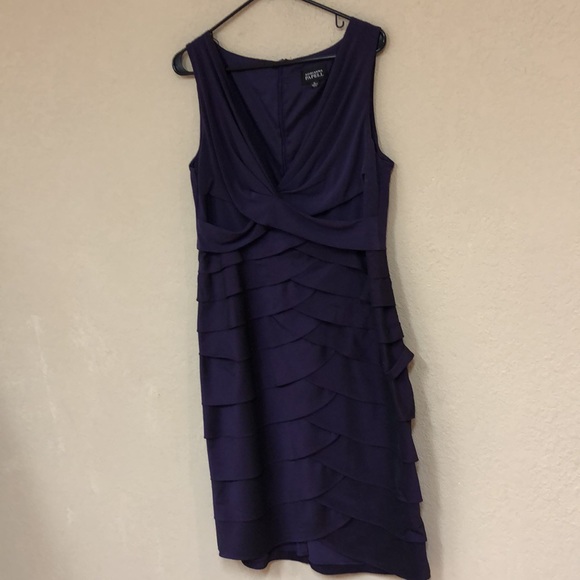 Adrianna Pappell Purple Tiered Flutter Cocktail Dress size 14 - Picture 3 of 12